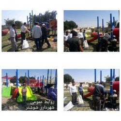 عملیات نصب وسایل بازی کودکان در پارک محلی ناصر خسرو با حضور  شاهین زلقی ریاست شورای اسلامی شهر شوشتر