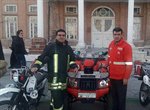 استقرار خودروهای آتش نشانی در نقاط پرتردد شهر ارومیه در چهارشنبه سوری