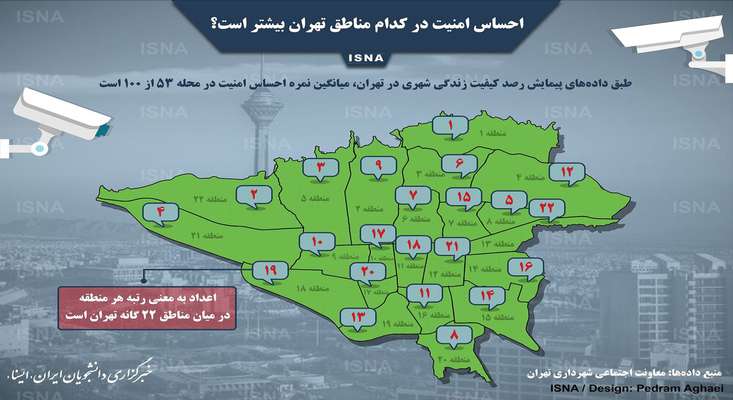 احساس امنیت در کدام مناطق تهران بیشتر است؟ + اینفوگرافیک