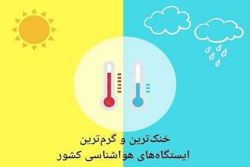 «امیدیه» و «آسارا» گرم‌ترین و خنک‌ترین ایستگاه‌های کشور در ۲۴ ساعت گذشته