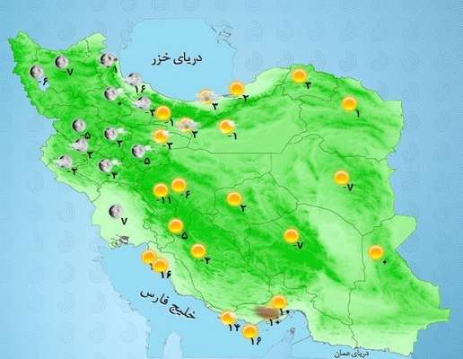 هواشناسی ایران ۹۸/۱۱/۱۵|وزش باد شدید در ۸ استان/ هشدار وقوع بهمن، آتش‌سوزی و خسارت به سازه‌های موقت