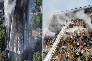 مقایسه آتش‌سوزی برج گرنفل لندن و پلاسکوی تهران