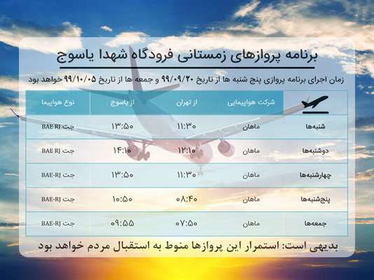 جزئیات افزایش پروازهای«یاسوج به تهران»