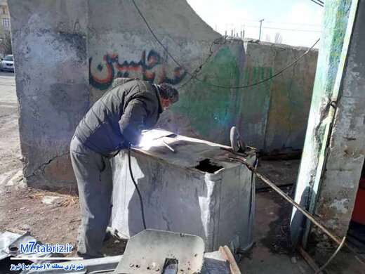 تداوم عملیات تعمیر و بازسازی باکس‌های زباله در جنوب غرب تبریز