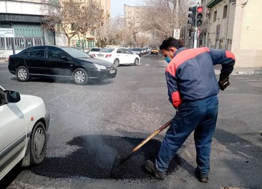 لکه گیری آسفالت پاستور جدید و کوی شهید جاوید در خیابان مارالان