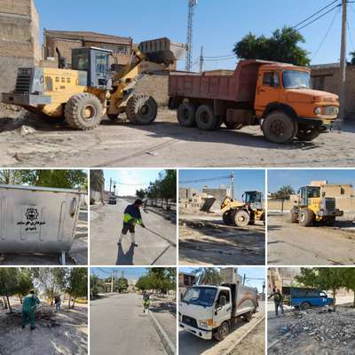 نظافت و پاکسازی کوی عشایر توسط شهرداری خرمشهر با هدف آراستگی منظر شهری