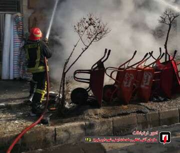 آتش سوزی در رجائی شهر تبریز و اطفا حریق توسط آتش نشانان