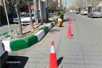 ارتقای سیمای بصری شهر با رنگ آمیزی جداول ولیعصرجنوبی