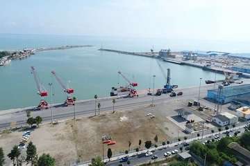 Russian cargo ship berthed at Noshahr Port