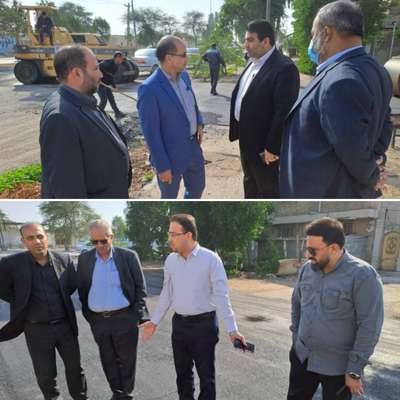 بازدید سرپرست شهرداری خرمشهر به همراه اعضا شورا  از روند آسفالت معابر کوی غفار نصیری
