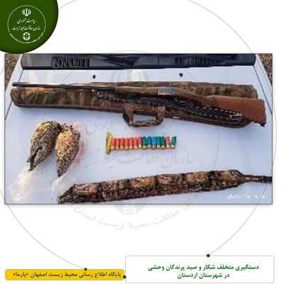 دستگیری متخلف شکار و صید پرندگان وحشی در شهرستان اردستان