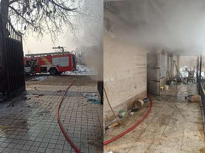مهار آتش در خانه باغ ویلایی داخل باغی در جاده فارسیان قزوین