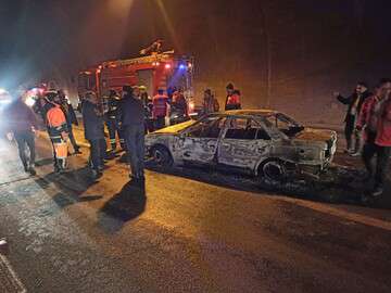 سه مصدوم در حادثه آتش‌سوزی پژو در تونل شیبلی