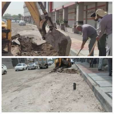عملیات اجرایی زیرسازی و آماده سازی خیابان مقابل بازار امام رضا (ع) جهت روکش آسفالت