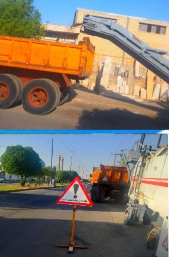اصلاح و تراش آسفالت مستهلک خیابان امیرکبیر جهت اجرای روکش آسفالت