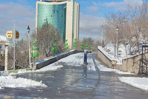 برف روبی معابر و مسیرهای دسترسی پارکها و برف‌تکانی درختان