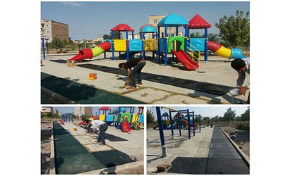 شروع کف پوش پارک کودک در ویلاشهر ب